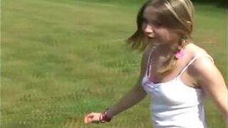 Innocent teen Kitty flashing her pink panties - porn video