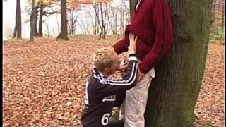 Lewd gay neighbors get down and dirty in the woods - porn video