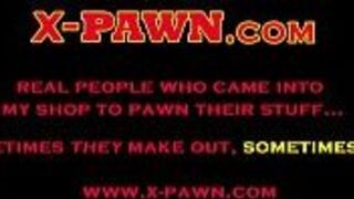 Sexy blonde milf banged by pawnkeeper in storage room - porn video