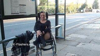 Paraprincess outdoor exhibitionism and flashing wheelchair bound babe showing - porn video
