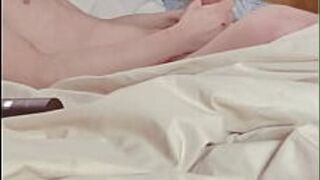 slim white college guy big cock precum drip - porn video