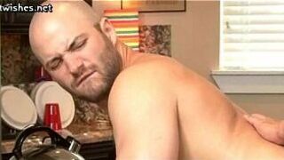 Horny gays enjoying anal sex in the kitchen - porn video
