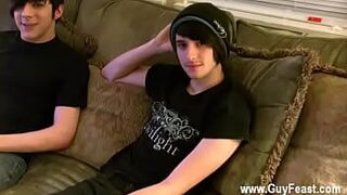 Sexy gay Aron met William at a club and was coaxed to shoot his very - porn video