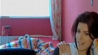 Sexy petite teen plays with her tight pussy on webcam - porn video