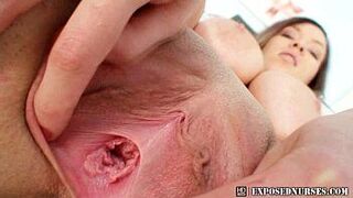 Nurse Andrea masturbating with big dildo and speculum - porn video