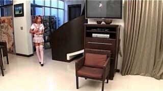 Teen ladyboy in uniform having anal sex - porn video